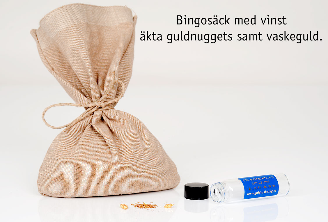 Bingosäck med äkta vaskeguld